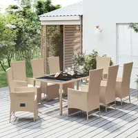 vidaXL Garten-Essgruppe 9-tlg. Beige