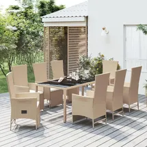 vidaXL Garten-Essgruppe 9-tlg. Beige