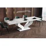 Design Esstisch Tisch HEB-222 Marmoroptik Marmor - Weiß Hochglanz ausziehbar 160 bis 256 cm - Naturbelassen