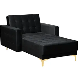 Chaiselongue ABERDEEN Samtstoff Schwarz