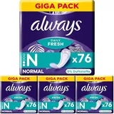 Always Dailies Fresh Slipeinlagen Damen Normal (76 Binden), Gigapack, ohne Duft (Packung mit 4)