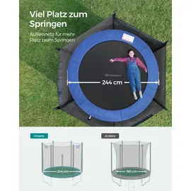 Songmics Trampolin 244 cm Schwarz-Blau