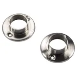 GedoTec Schrankrohrlager Edelstahl für Kleiderstangen Ø 25 mm | Rundrohr für Schrankrohr aus Metall | Befestigung Edelstahl matt gebürstet | 2 Stück - Schrankstangen Aufhängung für Garderoben-Stangen