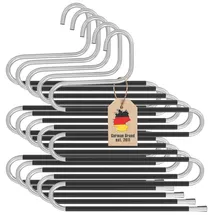 Intirilife Hosenbügel S-Form-5 Stück -Edelstahl - 36 x 34.3 x 0.6cm- Platzsparender Kleiderbügel rutschfest- Organizer für je 5 Hosen Jeans Schals Krawatten- Mehrfach-Bügel Anit-Rutsch, Schwarz