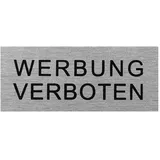 PRO PLUS Türschild Werbung verboten 6,0 x 2,5 cm Silberfarben