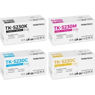 Nabutech Toner TK-5230 CMYK kompatibel zu Kyocera TK-5230 für Kyocera ECOSYS M5521cdn | M5521cdw | P5021cdn | P5021cdw TK-5230K TK5230M TK-5230Y TK-5230C ( 4er-Pack)