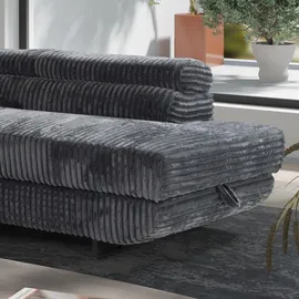 m-punkt Wohnlandschaft Ecksofa MIAMI TILIA Grau mit Bett Bettkasten Kopfteilverstellung Bett Sofa Schlafsofa Ottomane rechts - Grau