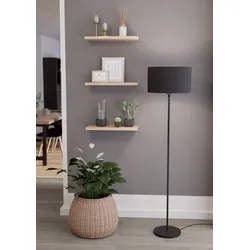EGLO Stehlampe Maserlo Vintage Stehleuchte Wohnzimmerlampe mit Tritt-Schalter Schwarz