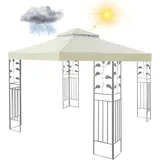 Generisch Ersatzdach Für Pavillon 3x3m – Wasserdichtes Doppeldach Mit Kaminabzug & Airvent, Pavillon-Abdeckung In Anthrazit Für Gartenpavillon-Rice White