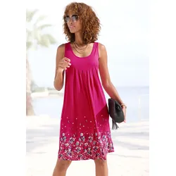 Strandkleid BEACHTIME, Damen, Gr. 42, N-Gr, pink (beere), Jersey, Obermaterial: 100% Viskose, bedruckt, feminin, figurumspielend kniefrei, Rundhals, ohne Ärmel, Kleider, mit Blumenprint, Minikleid, Sommerkleid, Strandkleid