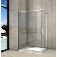 Aica Sanitär Duschkabine 120x90cm Duschabtrennung Duschtür Schiebetür 6mm Nano glas Höhe 195cm