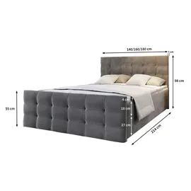 masseno Boxbett mit Bettkasten ¦ schwarz ¦ Maße cm B: 160 H: 98