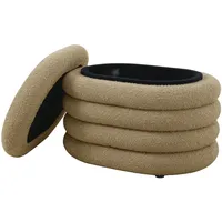 Svita Blossom Hocker mit Stauraum Sitzhocker Ottomane Boucle-Polster Hellbraun