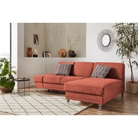 sit&more Ecksofa Clio L-Form, wahlweise mit Bettfunktion oder Vorziehsitz und Bettkasten, Federkern orange