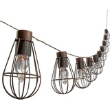 Dehner Solar Lichterkette Retro, mit 10 LED-Glühbirnen, warmweiß, Länge 330 cm, Metall, schwarz/braun