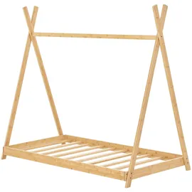 [en.casa] Kinderbett Vimpeli 70 x 140 cm Bambus naturbelassen beige
