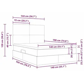 vidaXL Bett mit Stauraum und LED mit Matratze Rosa 140 x 190 cm Samt
