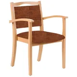 einrichtungsdesign24 Armlehnstuhl 4-Fußstuhl Holzstuhl mit Armlehnen Alexander Seniorenstuhl Esszimmer, Gestell aus Massivholz und stapelbar orange