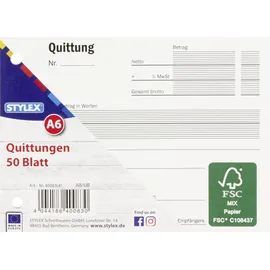Stylex Quittungen A6 50 Blatt FSC