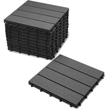 SAM Outillage Terrassenfliesen wpc anthrazit 1m 2 Stecksystem 11 Stück Roma