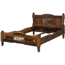 Massivmoebel24 Bett Altholz 120x200x100 Mehrfarbig lackiert Fable #20