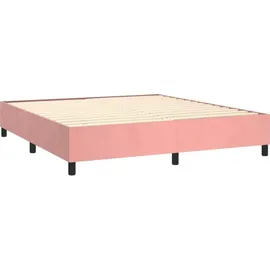 vidaXL Boxspringbett mit Matratze & LED Rosa 180x200 cm Samt