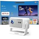 [Netflix-Lizenz] VISSPL-Mini Beamer mit WLAN und Bluetooth, Tragbarer 1080P-Projektor für den Außenbereich, Heimkino-Film-Telefonprojektor, kompatibel mit Telefon/Windows/TV-Stick/HDMI/USB