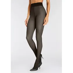 Strumpfhose LAVANA, Damen, Gr. S-M, schwarz, Obermaterial: 65% Polyamid, 35% Elasthan. Fleece: 100% Polyester, unifarben, Strumpfhosen, mit wärmendem Innen-Fleece