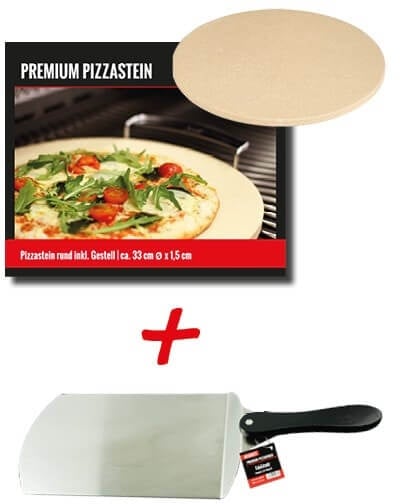 Premium Pizza-Set  Premium Pizzastein rund & Premium Pizzaheber