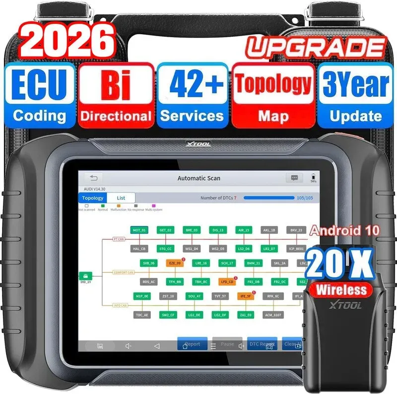XTOOL D8W OBD2-Scanner, Diagnose- und Scan-Tool, kabelloses bidirektionales Scan-Tool mit Topologie, ECU C0ding, 42 Reset, Aktive Tests, Kurbelwellenwiedereinstellung, PMI für alle Systeme, CANFD/DoIP FCA, 3 Jahre Updates