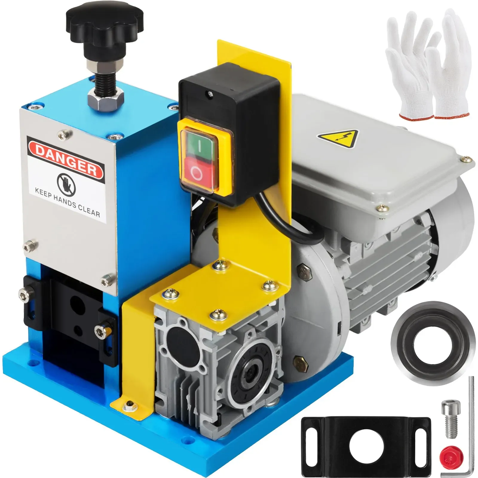 VEVOR Abisoliermaschine Elektrisch, 1,5-25 mm Kabelabisoliermaschine Elektrisch, 180 W Einphasig Kabelschälmaschine, HXSMS-025 Modell Kabelschäler mit Klinge und Handschuhen, Kabel Abisolierwerkzeug