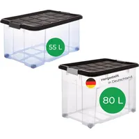 Novatool Novaliv 2 tlg Sparset Aufbewahrungsboxen mit Deckel Anthrazit
