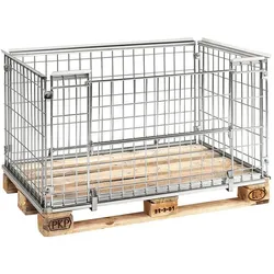 Palettenaufsatz Gitterbox Stapelrahmen, Klappe an Längsseite - 1.220 x 820 x 640 mm - verzinkt