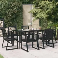 vidaXL PVC-Rattan Garten-Essgruppe 7-tlg. schwarz 3156549