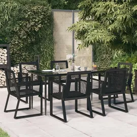 vidaXL PVC-Rattan Garten-Essgruppe 7-tlg. schwarz 3156549