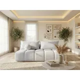 WFL GROUP Schlafsofa mit Bettkasten – 3-Sitzer Sofa Couch mit Schlaffunktion, Bettfunktion – Skandinavische Polstercouch im modernen Design – Weicher Bouclé, Bouclestoff – Creme Weiß
