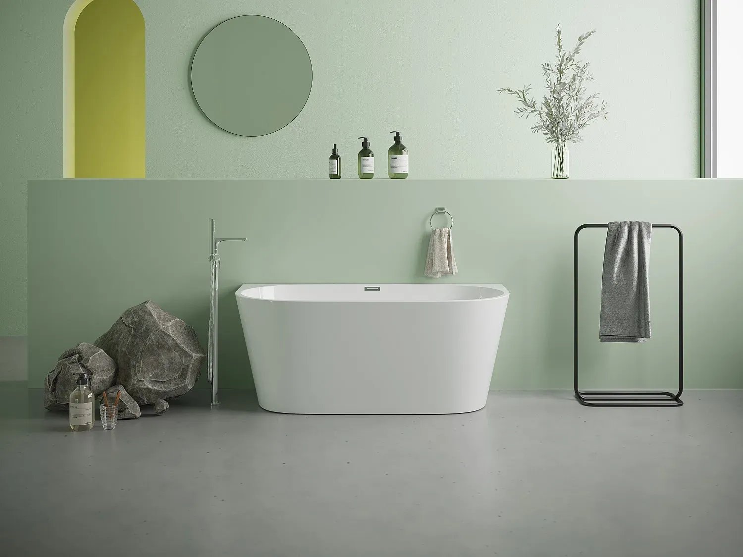 Halb freistehende Badewanne 130 x 71,5 x 58 cm Acryl Weiß 175 L DIVINA
