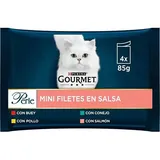 Purina Gourmet Perle Salsa Rind Huhn Kaninchen Lachs 4x85g Katzensnack 12 Einheiten - Multicolor - One Size