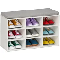 Relaxdays Schuhbank, gepolsterte Sitzfläche, 9 Fächer, HBT: 49,5x80x31 cm,