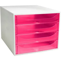 Exacompta 228654D 1x ECOBOX Schubladenbox mit 4 Laden - Himbeerfarben