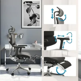 HJH Office ERGOHUMAN PLUS LEGPRO GEN2 Leder mit Fußablage