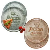 MamboCat 4er Set Pizzateller creme & grün I Ø 33 cm I für 4 Personen I große Pizzateller aus Porzellan mit Dekor & Schrift I für Pizzen oder zum Anrichten I XL-Speiseteller, Servierplatte