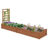 Costway Hochbeet Mit Rankgitter 235 x 63 x 102 cm Braun
