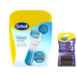 Scholl Elektrische Hornhautentferner für Füße Velvet Smooth und 2 Rollen Ultra Peeling