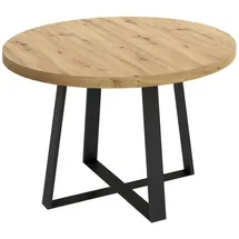 Dmora Esstisch, Schwarz, Metall, 158x77x110 cm, Nodi-Eiche -