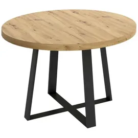 Dmora Esstisch, Schwarz, Metall, 158x77x110 cm, Nodi-Eiche -