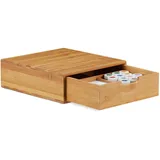 Relaxdays Relaxdays, Schubladenbox Bambus, Schubladen Organizer, natürliche Optik, Tischorganizer Büro, HBT 10 x 29,5 x 30cm, 1 Fach