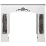 Casa Padrino Landhausstil Kaminumrandung mit Verzierungen Weiß 115 x 23 x H. 100 cm - Handgefertigte Deko im Landhausstil - Weiß