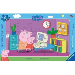 Peppa Pig Puzzle Ravensburger Kinderpuzzle – 06123 Peppa am Computer – Rahmenpuzzle …, Puzzleteile