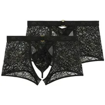 WOH Slip 2er Pack Pure Seduction (Spar-Set, 2-St) Boxer String - mit Eingriff - Leicht transparent schwarz XXL
